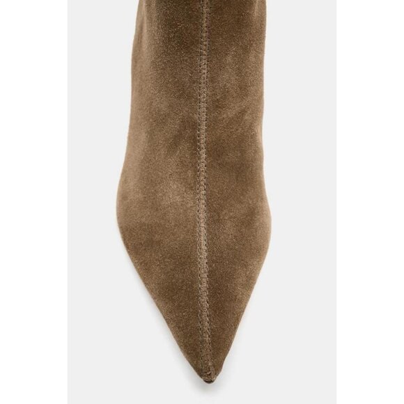 ZARA SPLIT SUEDE STILETTO HEEL BOOTS - Picture 7 of 8
